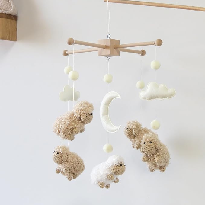 Sheep Mobile for Crib Baby Mobile Sheep Crib Mobile Nursery DéCor White