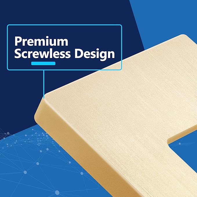 LIDER Brushed Finish Decorator Switch Cover, Screwless Wall Plate, Mid-Size 1-Gang 4.88" x 3.11", Unbreakable Polycarbonate Thermoplastic, UL Listed, LSWP-31M-BGD, Brushed Gold