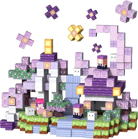 Magnetic Blocks Kid Building Toys - 120Pcs Magnet Cubes Toddler Montessori Sensory STEM Toy for 3-5 4-6 5-7 6-8 Year Old Boys Girls, Build Magic Castle Set