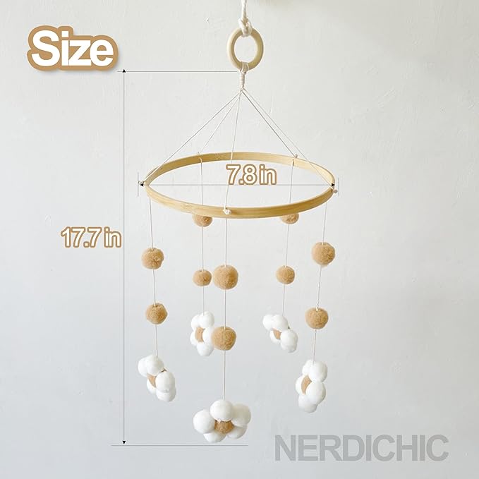 Baby Crib Mobile for Boys Girls, Boho Nursery Decor Mobile for Bassinet, Gender Neutral Mobile Crib Accessories for Infant Bedroom Hanging - Felt Daisy Flower Mobiles Newborn Gift