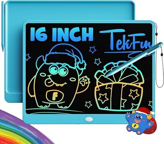 TEKFUN LCD Writing Tablet Doodle Board, 16 Inch Colorful Drawing Tablet Writing Pad, Toddler Toys for 3 4 5 6 7 8 9 Year Old Girls Boys Teen Adults, Birthday Gifts for Kids (Blue)