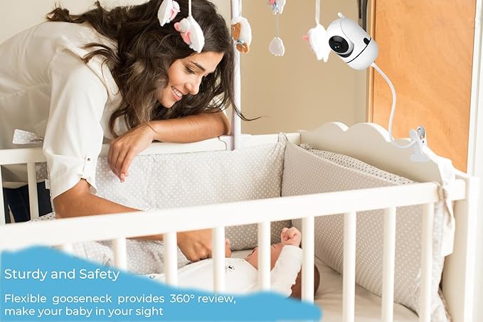 GUCHO Baby Monitor Mount Compatible with HelloBaby HB65/HB40/HB6550/HB66/HB6339/HB6550 Pro,ANMEATE SM935E,for Infant Flexible Baby Camera Clip Mount for Crib Without Tools or Wall Damage