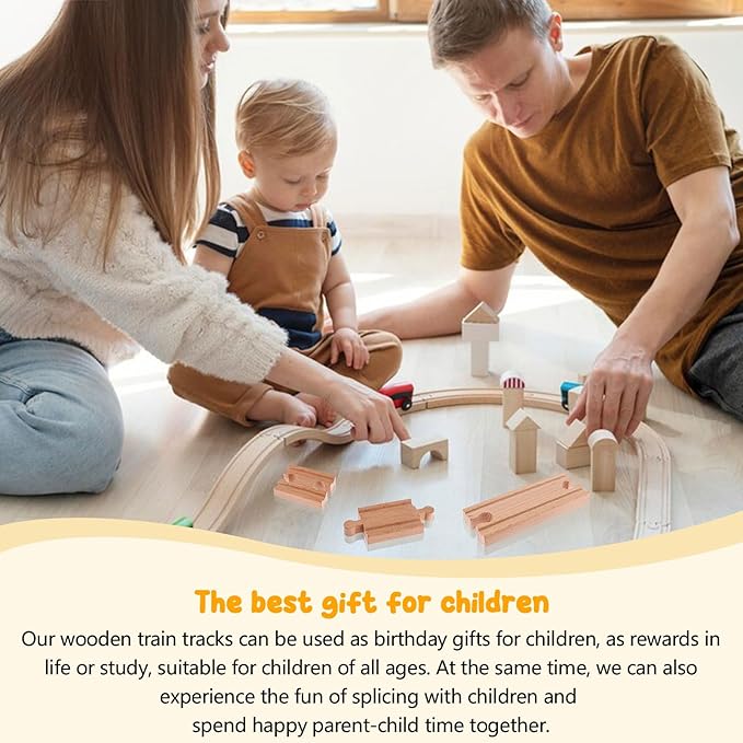 16 Pcs Straight Wooden Tracks Expansion Wood Train Track Connectors and Adapters Male Male Female Female Wood Train Track Pieces Accessories Wooden Tracks Bridge for Most Major Toy Trains Railway