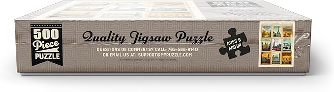 MyPuzzle World Travel: Multi-Image Print - Edition 1, Vintage Poster - Premium 500 Piece Jigsaw Puzzle for Adults
