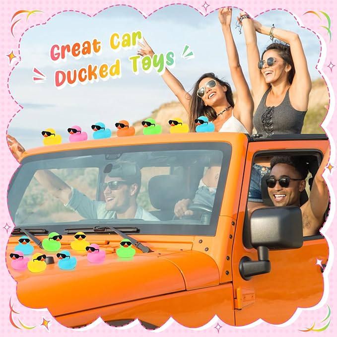 Sosation 36 Packs Mini Rubber Ducks with Sunglasses Sets 2.2 Inch Bath Squeaky Rubber Duckies Cute Float Bathtub Toys for Christmas Birthday Party Favors Class Prizes Car Decor(Mixed Colors)