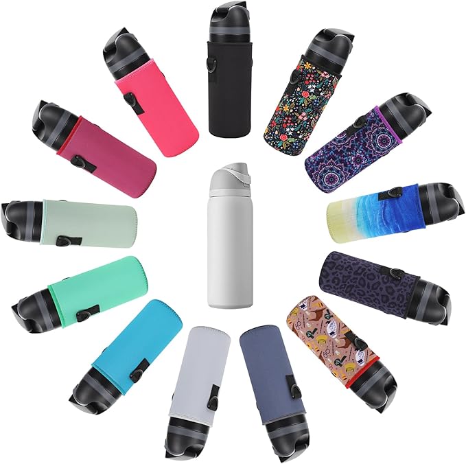 Neoprene Water Bottle Carrier Bag with Adjustable Shoulder Strap for Owala 24 OZ Tumbler, Insulated Water Bottle Cover for Owala FreeSip Insulated Water Bottle (Teal, 24 OZ)