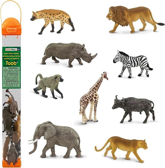 Safari Ltd. South African Animals TOOB - 9 Figurines of Elephant, Lion, Giraffe, and More - Educational Toy Set for Boys, Girls and Kids Ages 3+