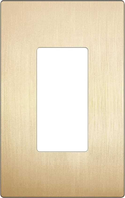 LIDER Brushed Finish Decorator Switch Cover, Screwless Wall Plate, Mid-Size 1-Gang 4.88" x 3.11", Unbreakable Polycarbonate Thermoplastic, UL Listed, LSWP-31M-BGD, Brushed Gold