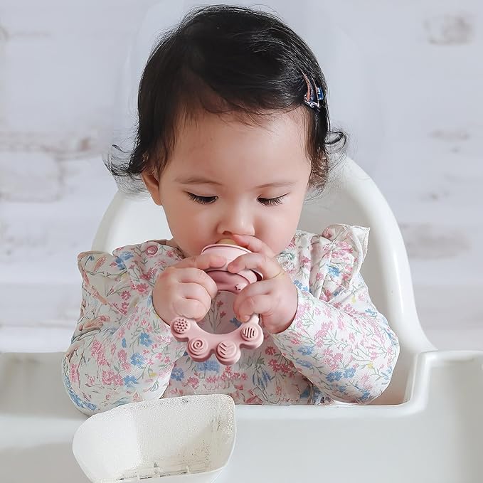 2 Pack Baby Fruit Food Feeder+Breastmilk Popsicle Molds,Baby Teethers,BPA Free,2mm Fine Holes to Prevent Choking,Perfect for Teething Relief & Infant Solid Food Introduction,3M+（Mauve Pink, Soft Pink）