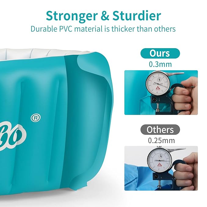 Inflatable Baby Bath Tub Portable Foldable Travel Mini Swimming Pool Helps Infants to Toddler Tub (Blue)