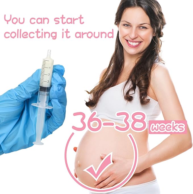 Trelaco Colostrum Collector Kit Include Sterile Sealed Breast Milk Syringes with Caps No Needle Colostrum Syringes Stickers 1 Measuring Cup Harvesting Collection for Breastmilk(100 Sets,5 ml)