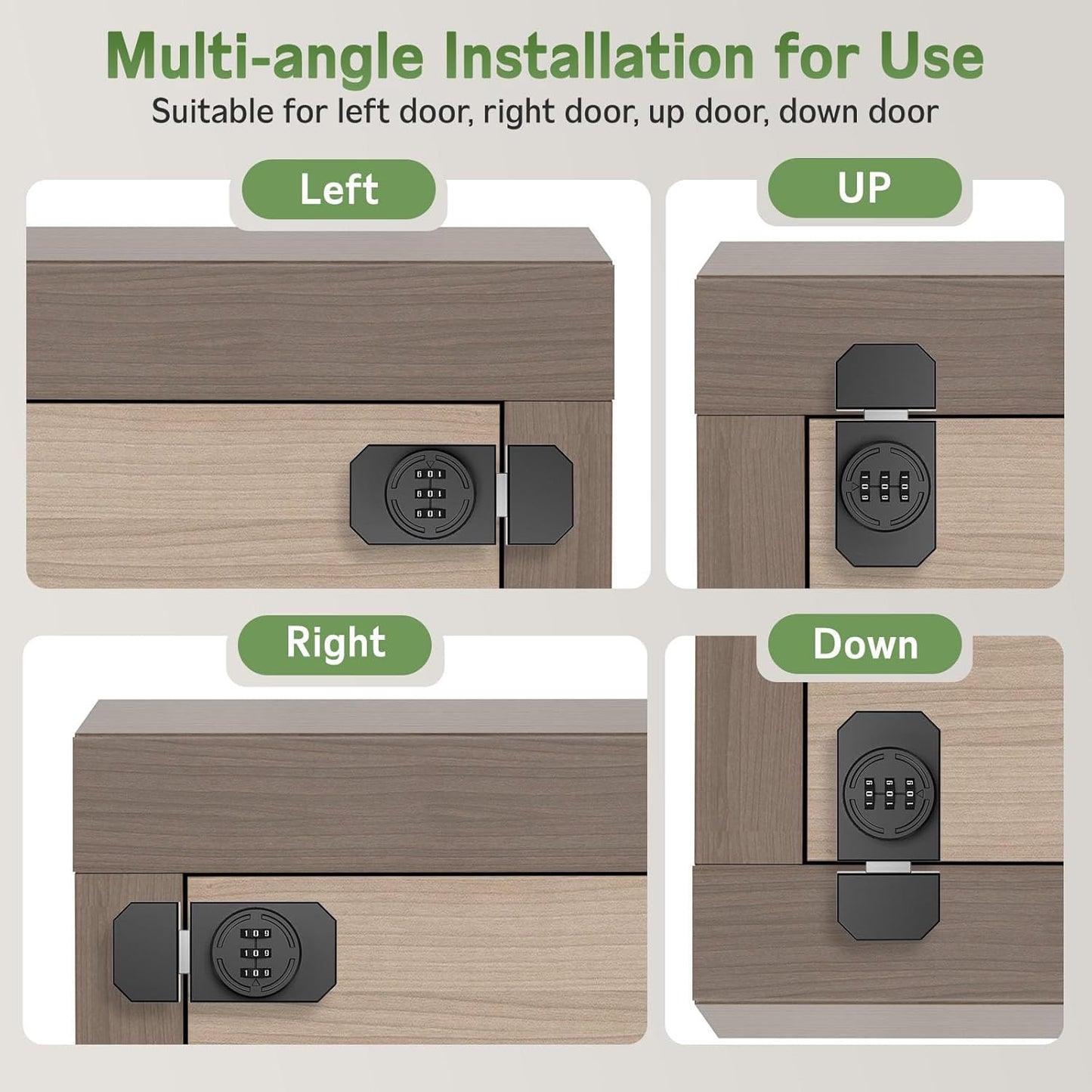 Keyless 3-Digit Combination Lock, Mechanical Stick-on Drawer Latch, Security Adhesive Cabinet Lock for Closet & Barn One-Way Doors (1, Black)