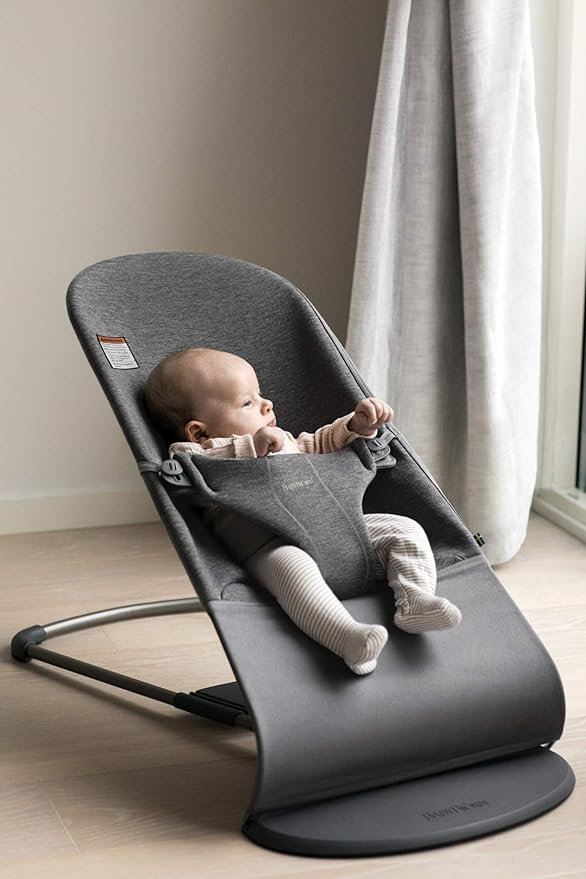 BabyBjörn Bouncer Bliss, Charcoal Gray, 3D Jersey 2-in-1 Adjustable Baby Bouncer Seat and Toddler Chair, Newborn to Toddler (8-29 lbs), 4 positions, Lightweight & Portable