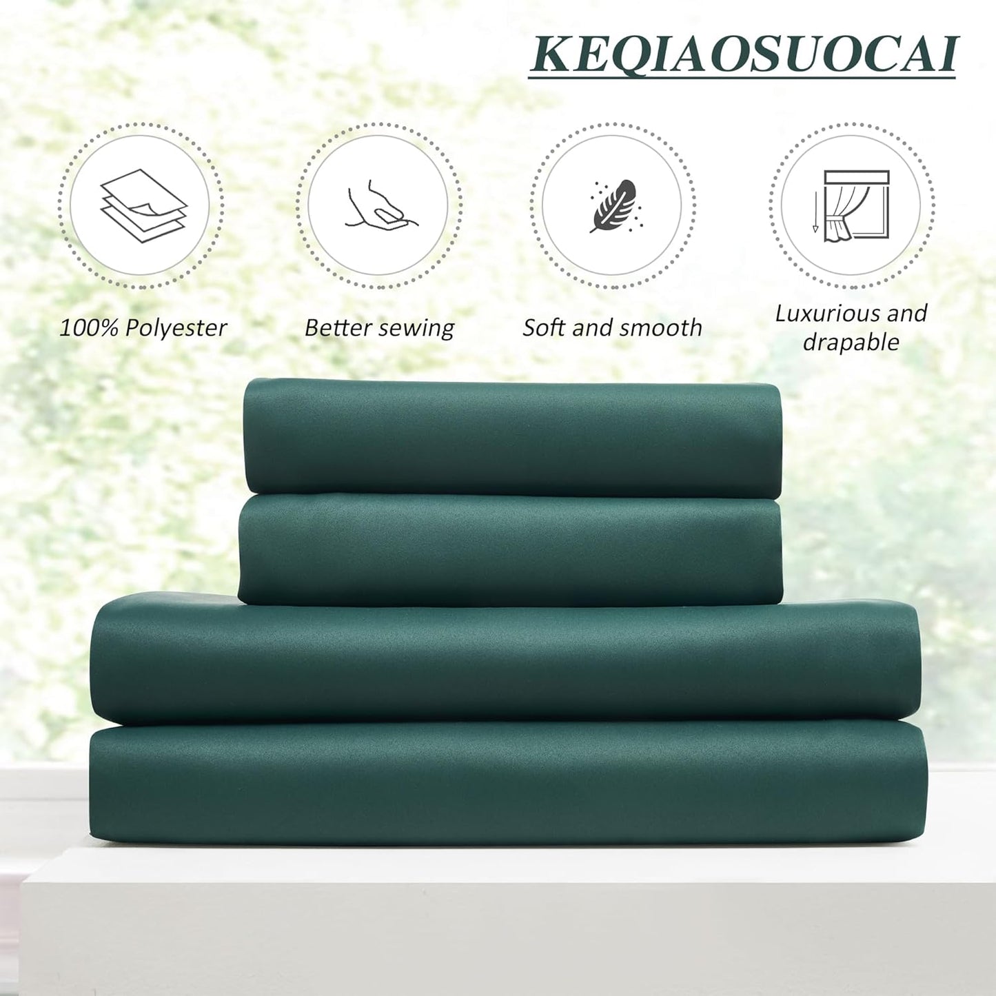 KEQIAOSUOCAI Dark Hunter Green Blackout Curtains 63 Inches Long, Christmas Home Decoration Pinch Pleated Room Darkening Drapes for Bedroom,Emerald Green,40x63,2 Panels