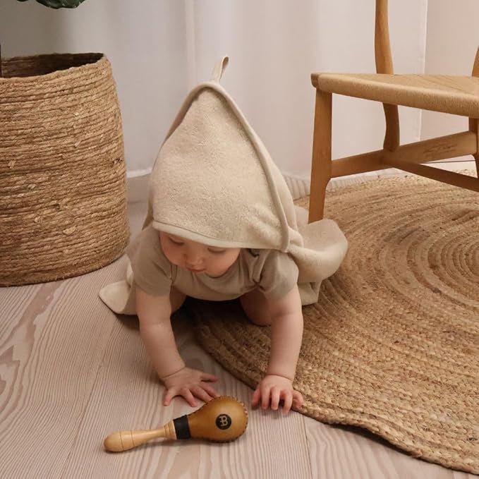 Baby Hooded Towel – Organic Cotton Baby Bath Towels, 32" x 32" Super-Soft and Absorbent Baby Towels for Newborn 2-Pack (Blush/Fog)