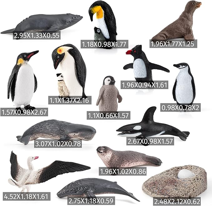 14PCS Antarctica Penguin Figurines Toy Playset Arctic Penguin Lifecycle Realistic Sperm Whale Toys Cake Decoration Christmas Birthday Party Supplies Decor