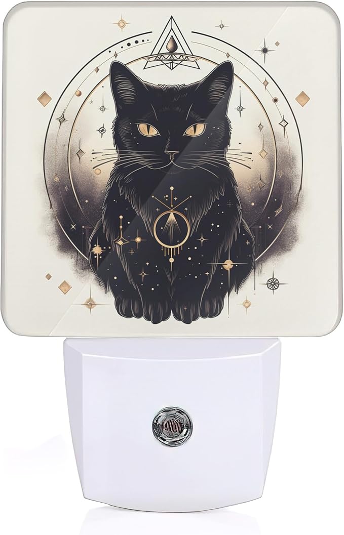 Black Cat Night Lights Plug into Wall, Funny Cats Auto Sensor LED Night Lamp for Men Women Boys Girls Holiday Presents Gifts