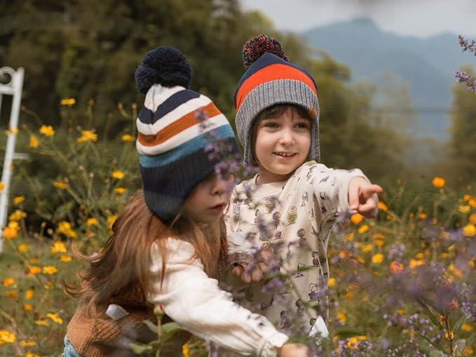 LMLALML Boys Winter Hat Earflap Knitted Beanie for Kids Warm Fleece Lined Thicken Hat for Baby