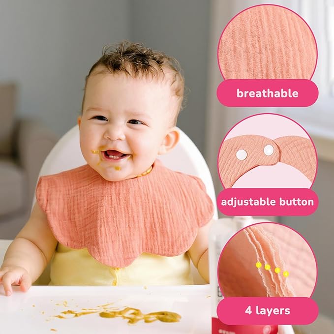 Baby Bibs Muslin Drool Teething Drooling Bibs for Baby Girl Boy Muslin Cotton