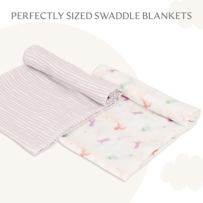 Muslin Baby Swaddle - Breathable Receiving Blankets for Newborn Baby, 70% Viscose derived from Bamboo, 30% Spandex, Imported