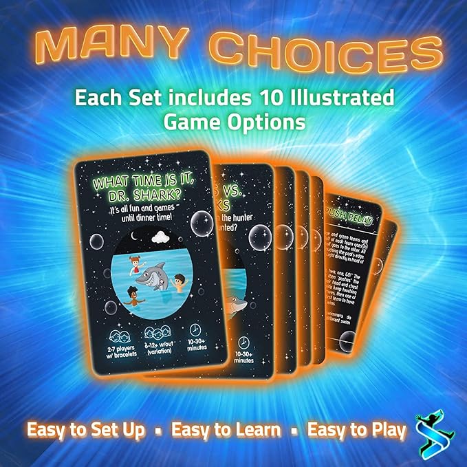 Glow in The Dark Pool Toys: Starlux Pool Party Set – Up Pool Games for Kids | Ages 8+, 1-8 Players | Swimming Bracelets, Floating Lights & Diving Gems | 10 Play Options | Reusable & Eco Friendly