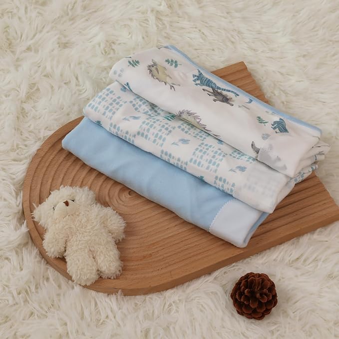 Baby Swaddle Sacks, 3-Pack Newborn Organic Cotton Swaddle Wrap, Adjustable Swaddling Blankets, Nursery Swaddling Essentials for Newborn 0-3 Months, Infant Shower Items Gift (Dinosaur & Forest)