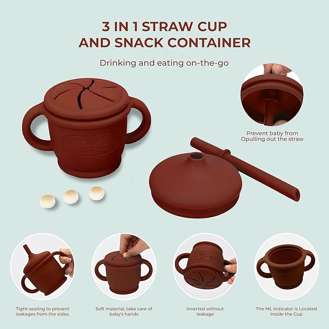 Silicone Baby Feeding Set – 10 Pcs Baby Led Weaning Supplies & Self Feeding Kit | Toddler Plates and Bowls Set, Bib, Fruit Feeder, Cup, Spoons & Forks – Empower Independence with LimeOr - Red-Wine