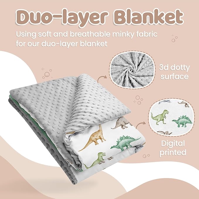 SANDJEST Dinosaurs Blanket for Boys - 30 x 40 Minky Kid Blankets Gift for Kids on Christmas Birthday