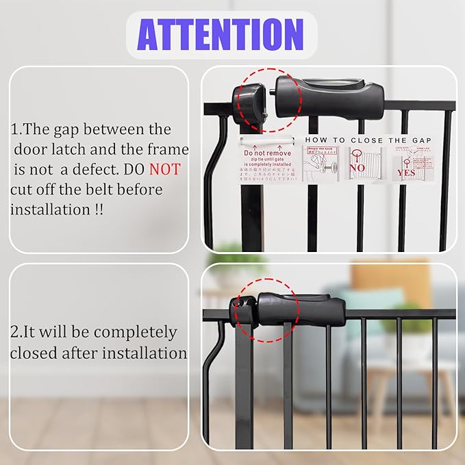 Extra Wide Baby Gate 85.8-104.5 Inch, Pressure Mounted No Drilling, for Stairs & Doorways, Metal Black Indoor Safety Gate for Kids and Dogs