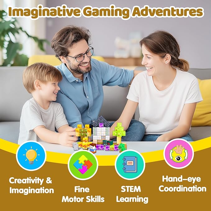 Magnetic Blocks, 100PCS Magnetic Building Blocks, Stacking Magnets for Kids, Sensory Toy for STEM Constructions Magnet Blocks for Boys Girls Age 3+, Christmas Birthday Gifts