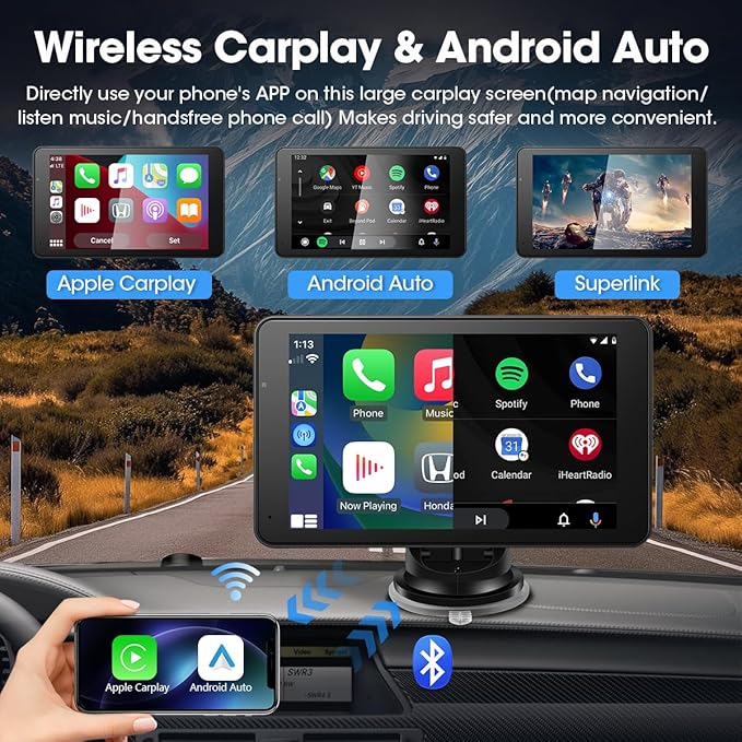 Baby Car Camera 7" AHD Car Baby Monitor with with Apple CarPlay & Android Auto 1080P Car Camera for Baby with Ultra Night Vision 150° Wide Angle, Invisible Infrared Lights【Limited-Time】