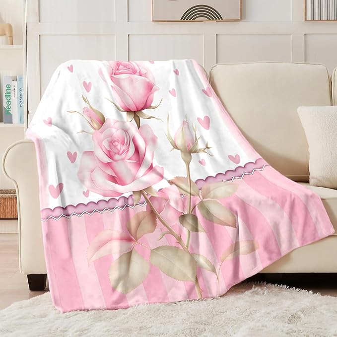 Personalized Baby Blanket for Girls, Custom Baby Blanket with Name, Soft Cozy Personalized Name Blankets for Kids, Customized Flowers Blanket for Infant Toddler Birthday Christmas