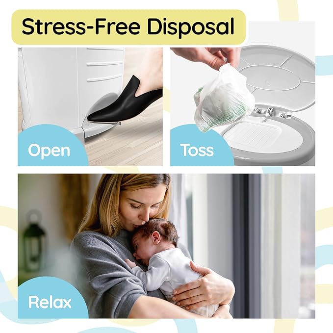 Reli. Diaper Pail Refill Bags, Compatible with Dekor Classic (10 Pack) | Diaper Dekor Refills w/Powder Fresh Scent | Odor Blocking, Strong, Easy Replacement Bags | Holds up to 4950 Diapers