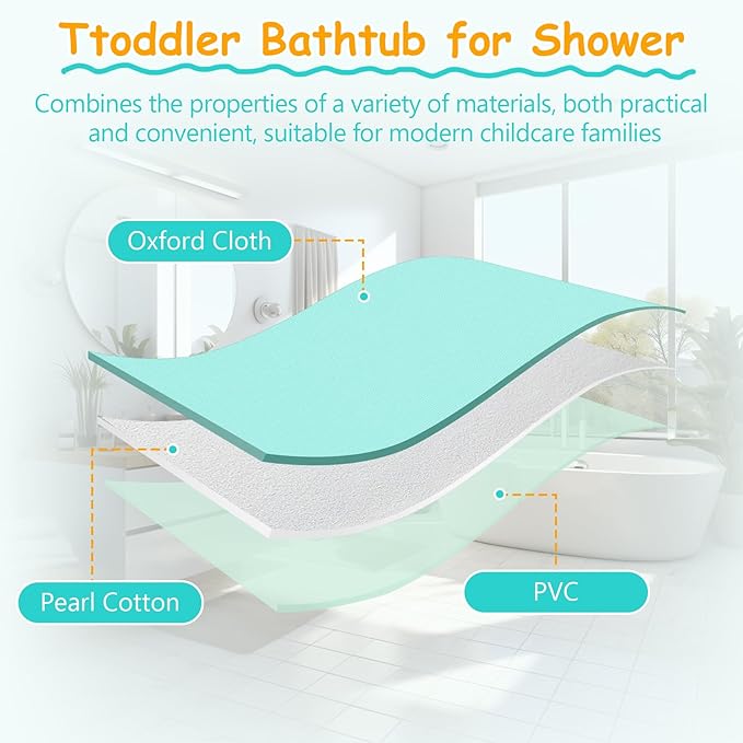 Collapsible Baby Bathtub, Thickened Foldable Travel Toddler Bathtub, 30s Fast Drainage, Foldable and Portable, Unfoldable and Ready to Use, Quick-Clean Toddler's Travel Tub, for 12 Months to 5 Years