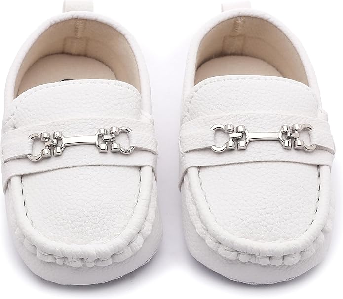 LONSOEN Baby Girls Boys Loafers Prewalker Dress Crib Shoes