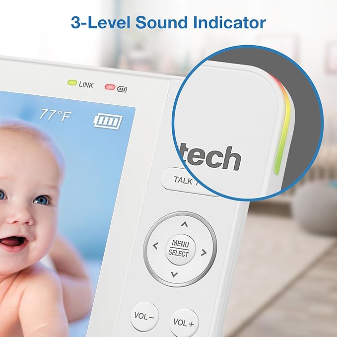 VTech Video Baby Monitor with 7" Color LCD Screen, Portable, Long Battery Life, Clear Audio/Video Quality, Secure Transmission, No Wi-Fi, 2-Way Audio, Temperature Sensor, Travel Monitor: 819 Max