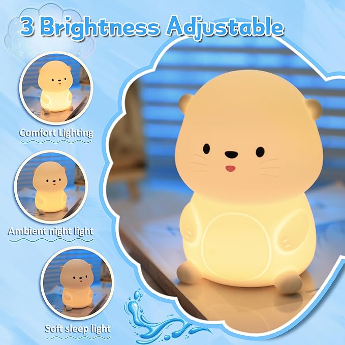 Otter Night Light, Cute Sea Otter Lamp Gifts,Animal Silicone Night Lamp, Cute Room Decor Night Light Birthday Christmas Gifts