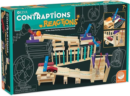 MindWare KEVA Contraptions Reactions Planks Building Toy - 178 KEVA Building Planks (191 Piece Set) - Free-Form Wood Building Set for Kids to Create Their Own Ball Maze – Ages 7 & Up