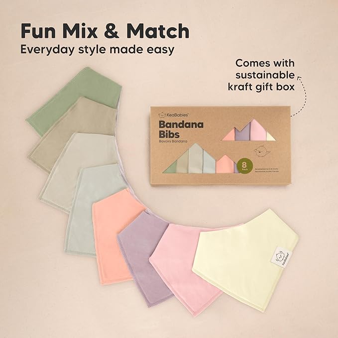 8-Pack Organic Baby Bandana Bibs for Girls - Super Absorbent Triangle Baby Bibs for Drooling and Teething Infant, 100% Cotton Extra Soft for Newborn, Infant 0-36 Months (Dew)