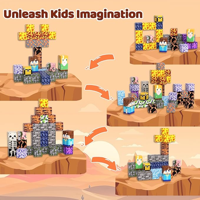 Magnetic Blocks, Magnetic Tiles Building Blocks, Magnet Cubes STEM Sensory Game Toys Christmas Birthday Gifts for Kids Boys Girls Age 3+ (Sword)