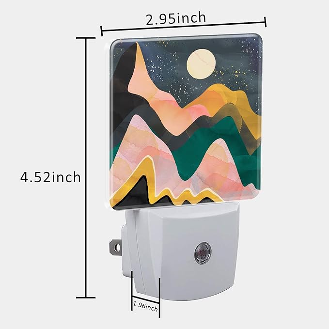 Plug in Night Lights Abstract Mountains Night Sky and Moon Nightlight Plug Into Wall Dusk to Dawn Sensor LED Night Light for Kid Girls Boys Room Decor,Hallway,Kitchen,Bathroom,Nursery,Stairs