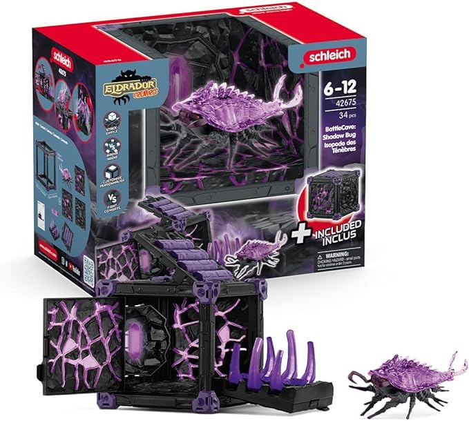 Schleich Eldrador Creatures - 34 PC Shadow Battle Cave with Bug Toy Playset - Insect Figurine for Boys and Girls with Expandable Fortress - Interactive, Imaginative Play for Kids Ages 7+ | 42675