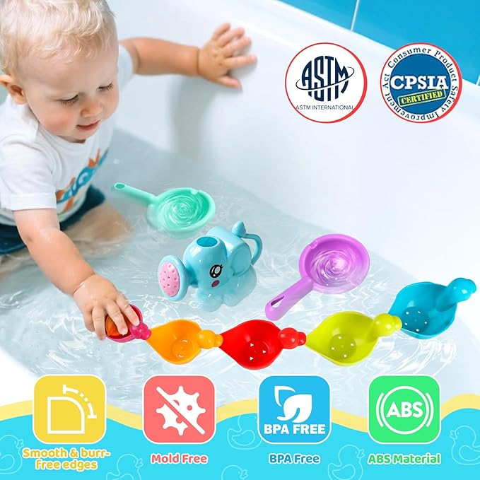 Fajiabao Baby Bath Toys for Kids Ages 1-3 8 PCS Toddler Bath Toys Mold Free with Floating Ducks & Water Toys in Bathtub for 1 2 3 4 5 6 Christmas Birthday Gifts