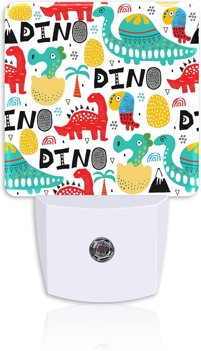 Funny Cartoon Dinosaurs Night Light for Kids Girls Boys,Colorful Dino LED Night Light Plug into Wall with Dusk to Dawn Sensor for Room Decor,Hallway,Kitchen,Bathroom,Nursery,Stairs