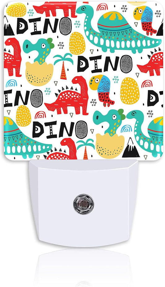 Funny Cartoon Dinosaurs Night Light for Kids Girls Boys,Colorful Dino LED Night Light Plug into Wall with Dusk to Dawn Sensor for Room Decor,Hallway,Kitchen,Bathroom,Nursery,Stairs