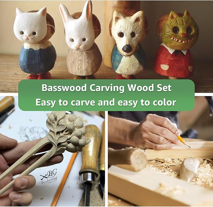 2 Pack Unfinished Basswood Carving Blocks, 12x4x2Inch Large Bass Wood Blocks for Wood Carving for Home, Crafts, Class, Arts, Christmas DIY Supplies