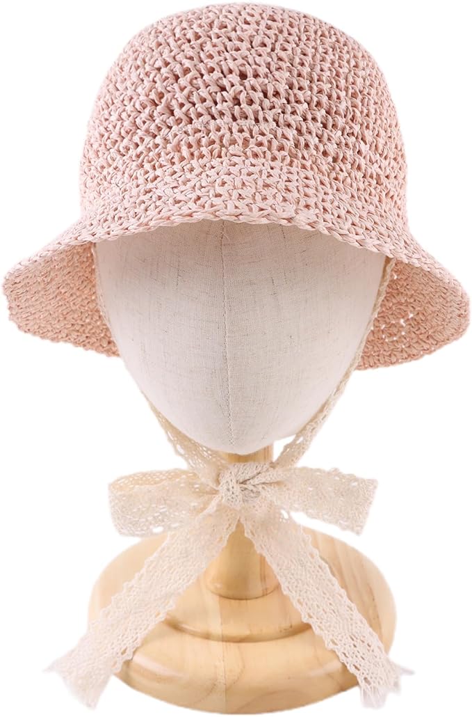 Baby Girl Straw Hat Outdoor Baby Sun Protection Hats Summer Bowknot Beach Cap for Infant Toddler Girls