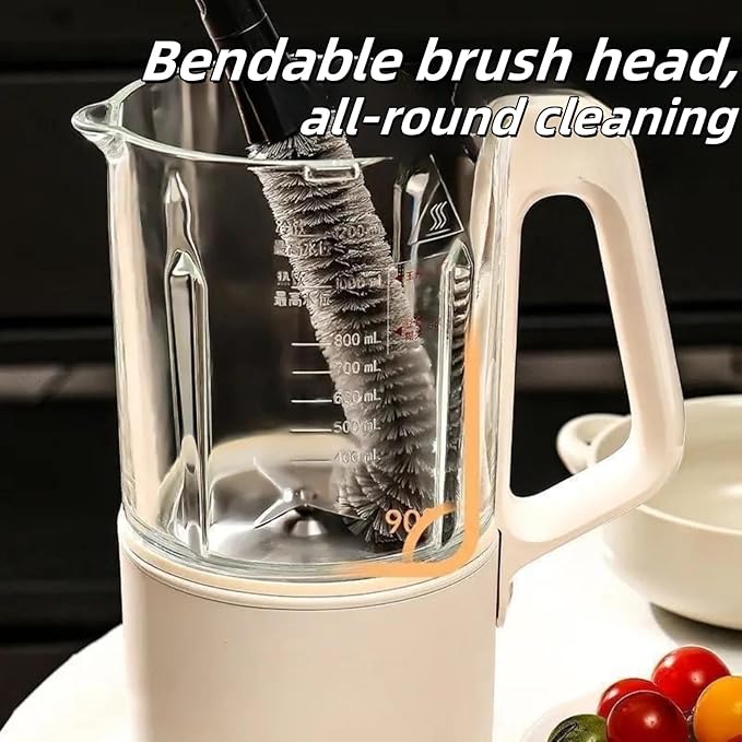 2 in 1 Cleaning Brush, Detachable Dual-Head Brush for Blender Cleaning Brush, Fruit Juicer Machine Clean Brush, Flexible Bendable Cup & Bottles Brush for Kitchen Appliances