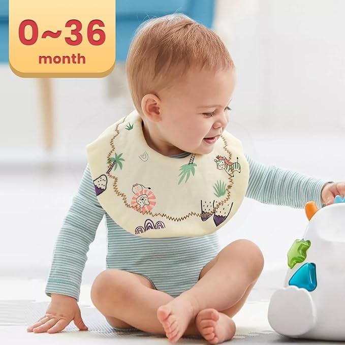 EllieHouse Baby Bibs for Girls Boys 8 Pack Muslin Drool Teeth Drooling Teething Bibs Muslin Cotton for Toddler Infant