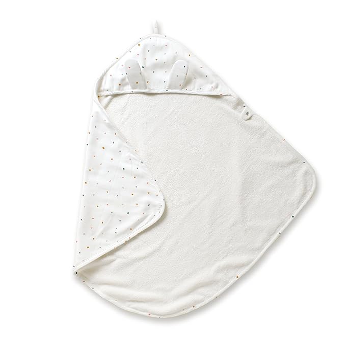 MakeMake Organics Organic Cotton Hooded Towel Baby Toddler GOTS Certified Organic Cotton Beach Poncho Towel Large Absorbent Non Toxic Neutral (Dotty, Diagonally 35"x35")
